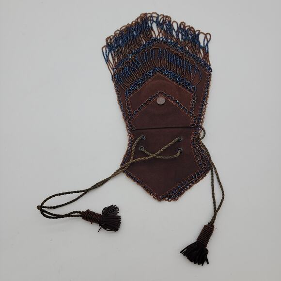 Vintage Boho Suede Beaded Handbag Purse - Picture 5 of 13